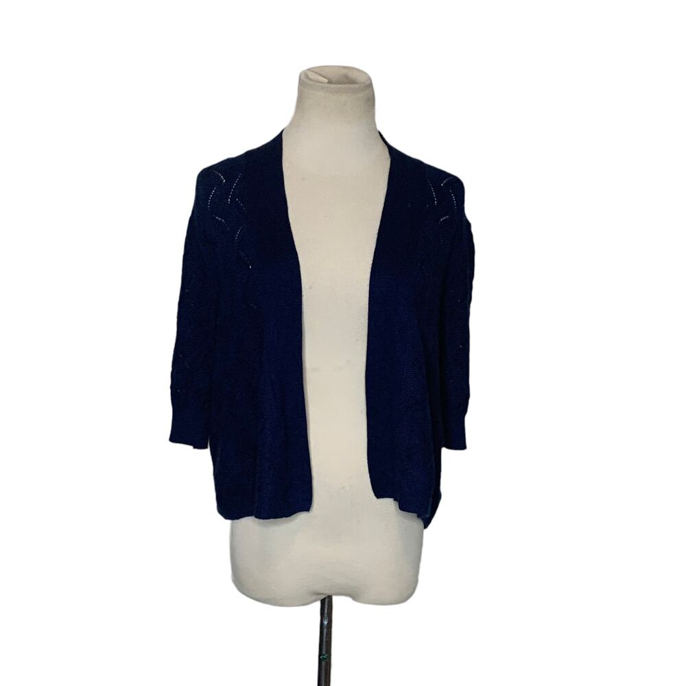 89th & Madison blue short sleeves open front shrug size large